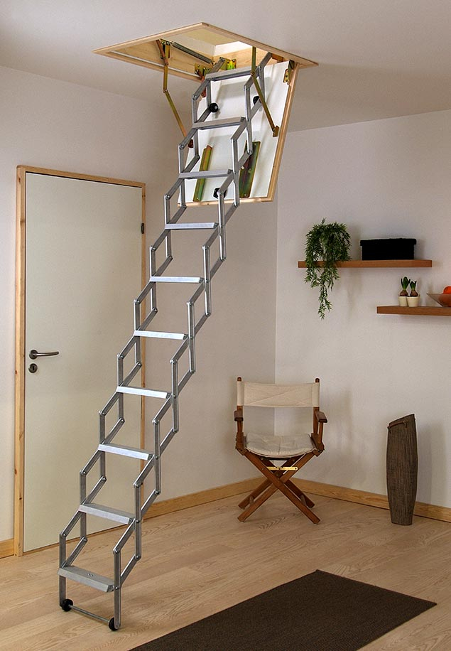 Aluminium Scherentreppe DOLLE alu-fix mit Lukenkasten Bodentreppe alu-fix mit Lukenkasten