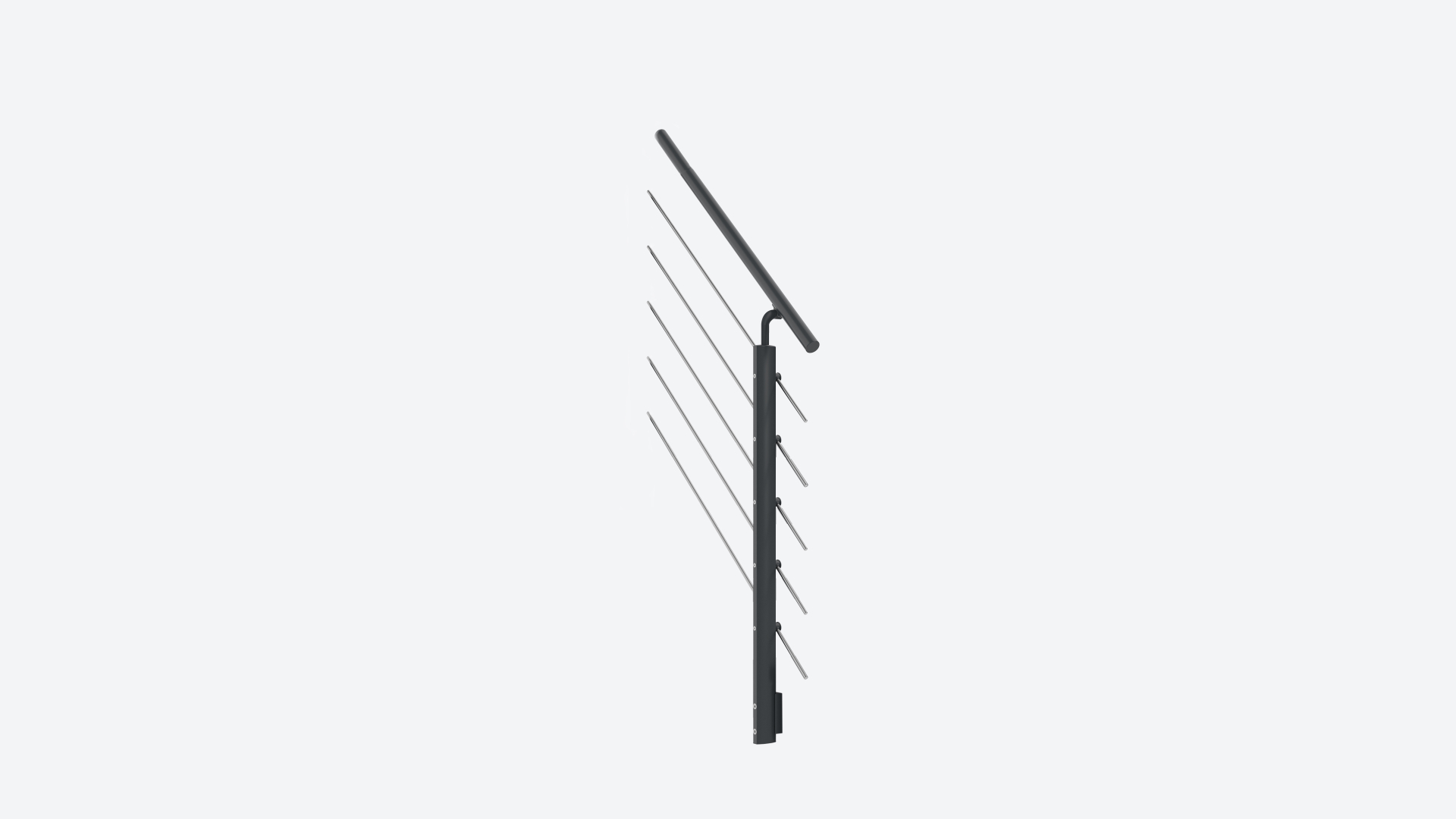 Steiggeländer Gardentop Anthrazit mit mitlaufenden Edelstahlstäben, 1 Pfosten, Freisteller Anthracite
