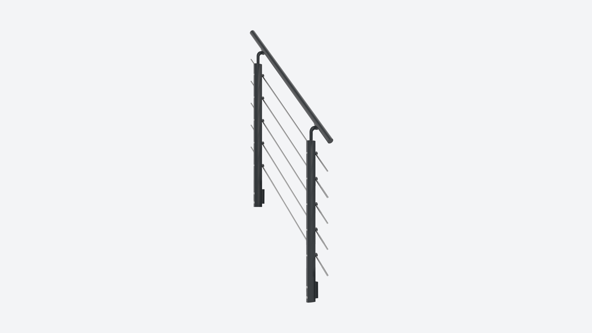 Außentreppe DOLLE Gardentop Steiggeländer Anthrazit mit mitlaufenden Edelstahlstäben, Starterset Set 4, Freisteller Anthracite