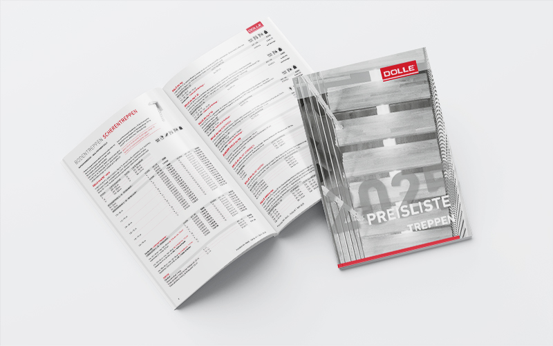 Aufgeklappte Preisliste